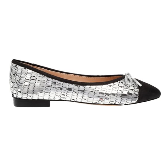 Steve Madden Ellison Silver Sequin Ballet Flat Size 9 - Picture 2 of 8